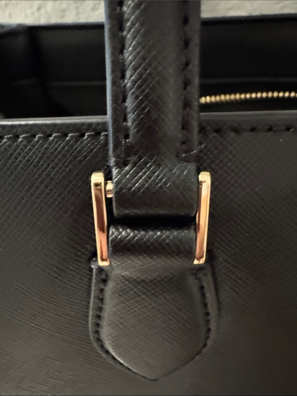 kate spade ♠️ Madison East West Black Leather Double-Handle Laptop Tote - Picture 5 of 8